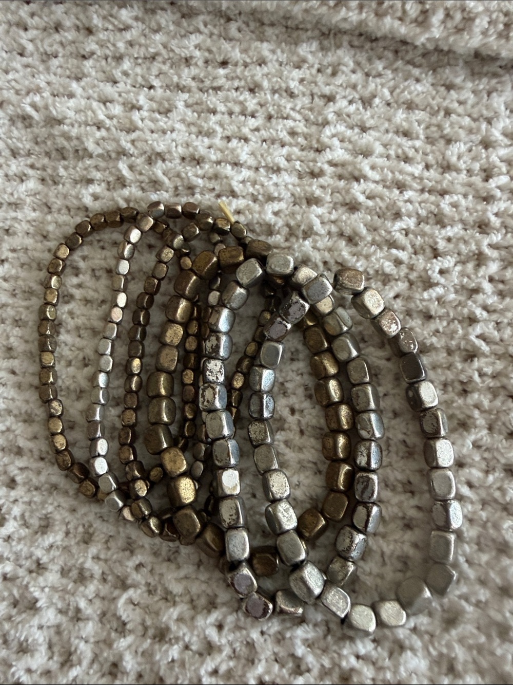 Metal  Multi Stretch Bracelets six 6 of them - Silver & Gold Tones
